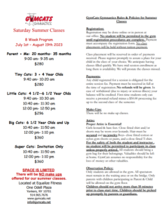 A flyer with information about the summer classes.